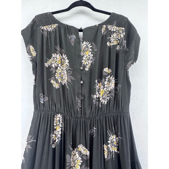 FREE PEOPLE Black All I Got Floral Tiered Flared Maxi Long Dress Size 12 0 - Picture 4 of 11
